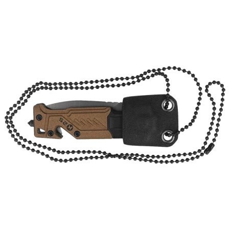 Nóż składany na szyję K25 RK-19652 Coyote Rubbered Aluminium, Titanium-Coated 7Cr17MoV