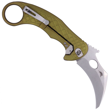 Nóż LionSteel L.E.One Karambit Green Aluminium, Stone Washed MagnaCut by Emerson Design (LE1 A GS)