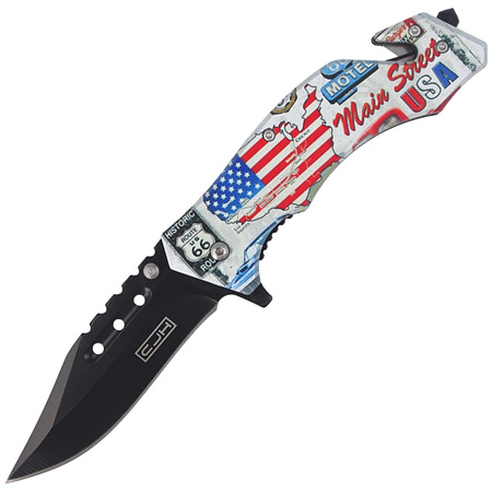 Nóż ratowniczy Herbertz Solingen CJH USA Flag, Black Blade (44004)