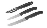 Victorinox - Zestaw noży kuchennych Swiss Classic z obieraczką - 3 elementy - Czarne - 6.7113.31