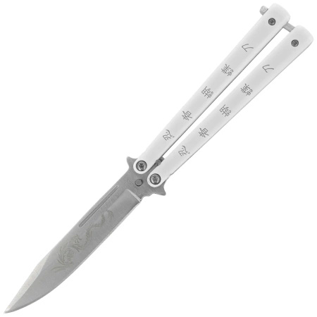 Nóż motylek Martinez Albainox Balisong Ninja Dragon White Stainless Steel, Satin 3Cr13MoV (02096)