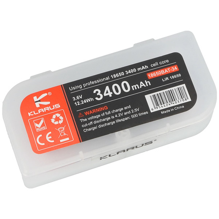 Akumulator Klarus LiR 18650 3400mAh, 3 7V (18650BAT-34)