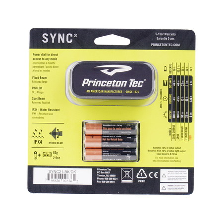 Princeton Tec - Latarka czołówka Sync - Czarna - SYNC21-BK/DK