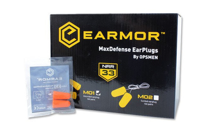 Earmor - Piankowe zatyczki do uszu MaxDefense - M01 - BOX 100 szt.